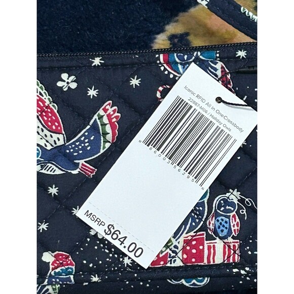 Vera Bradley Iconic RFID All In One CrossbodyHoliday Owls Retired 2018 MSRP $64 - Picture 6 of 6